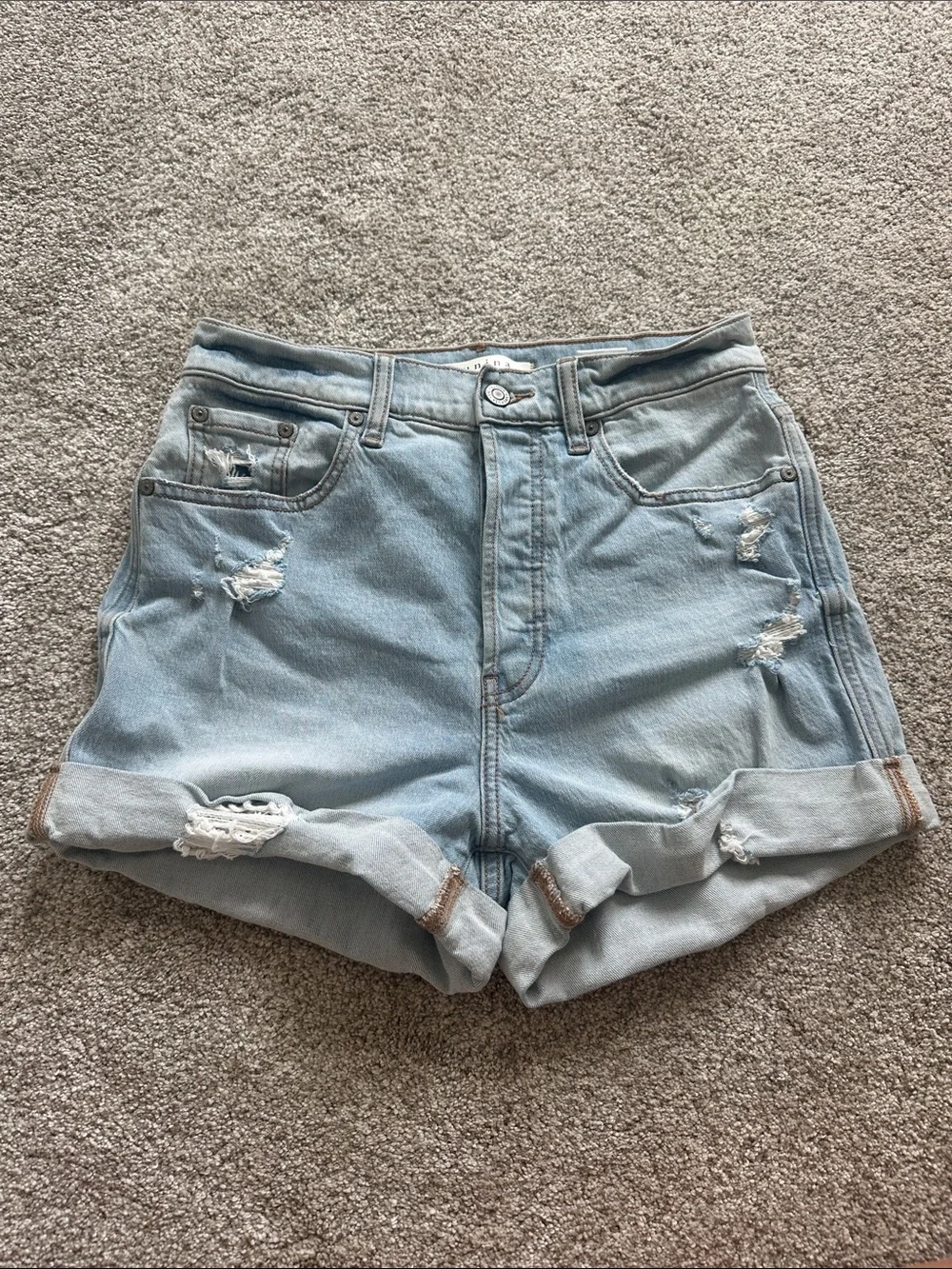 eunina Light Wash Distressed Denim Shorts